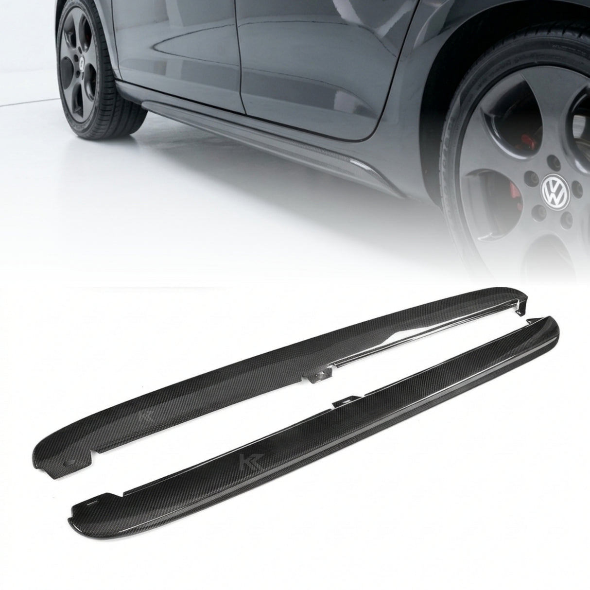 2010–2013 Volkswagen Golf VI / GTI MK6 Side Skirt Extensions – Carbon Fiber
