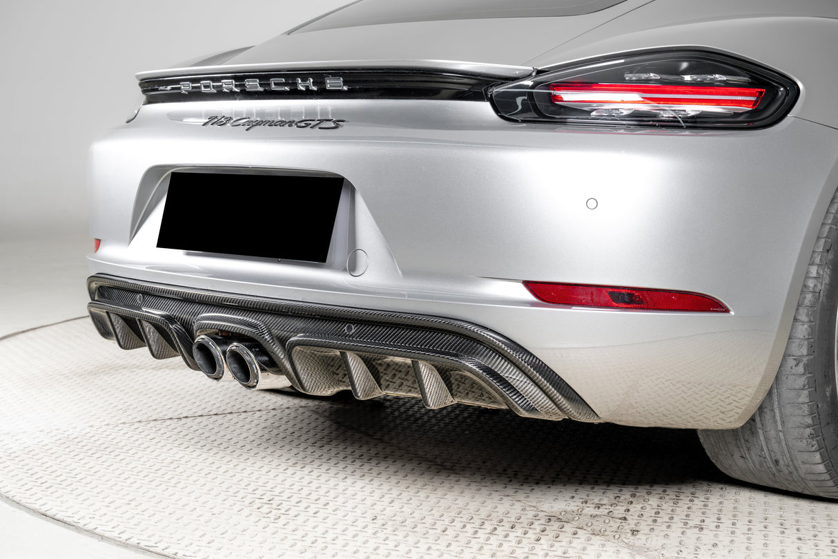 2017-2025 Porsche 718 Cayman Boxster GTS Style Dry Carbon Fiber Rear Diffuser Lip