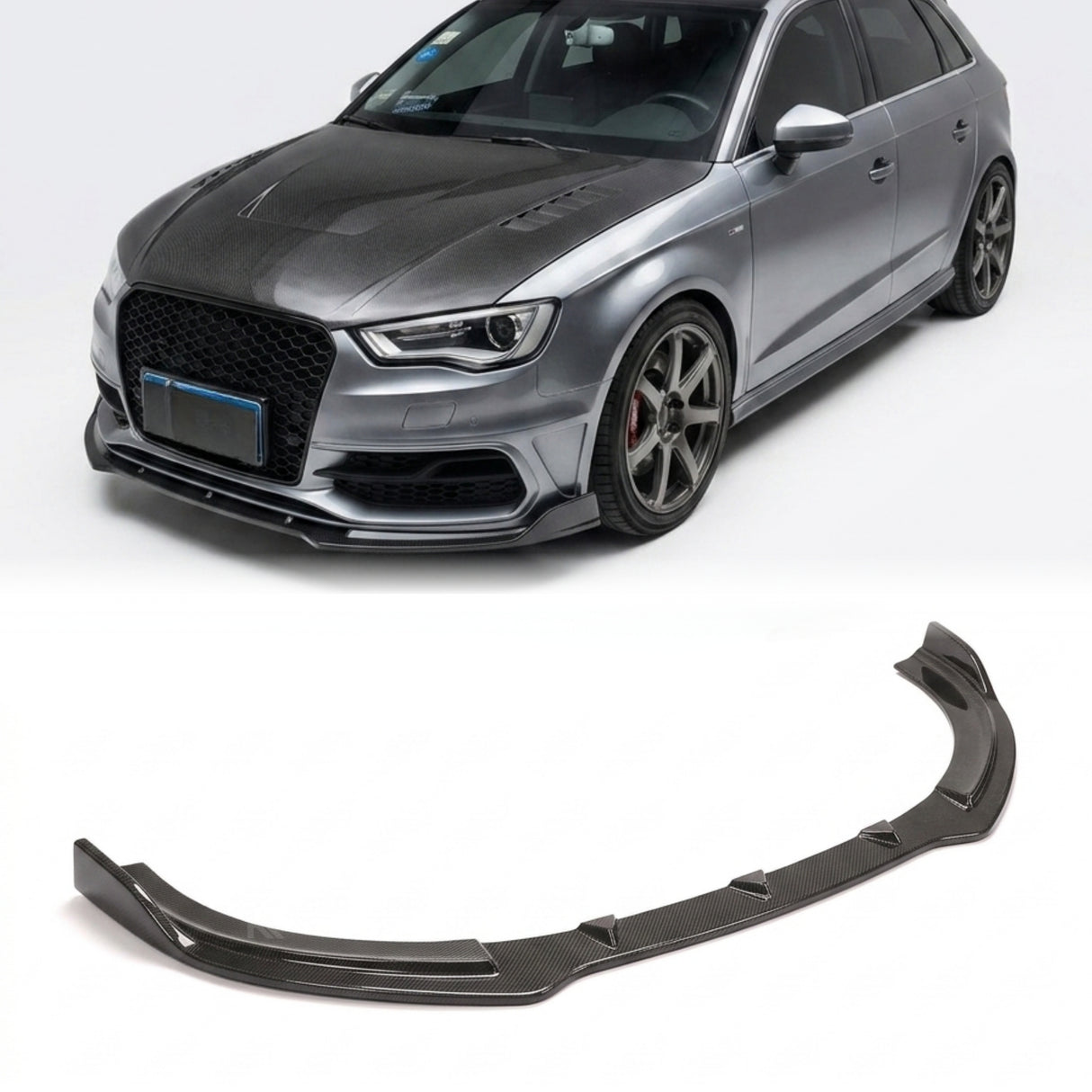 2014–2015 Audi A3 S-Line 8V Hatchback Front Lip Splitter – Carbon Fiber