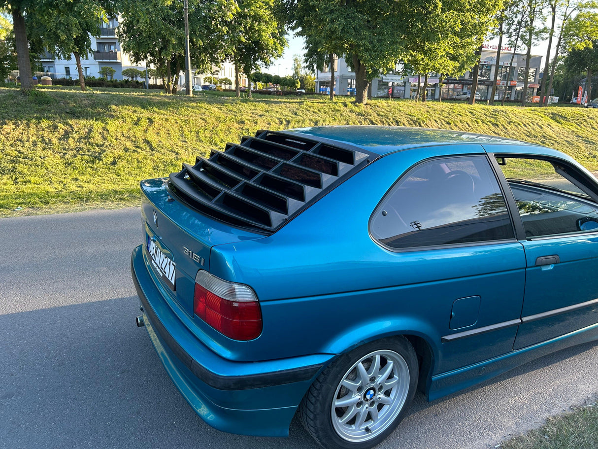 BMW E36 Compact Series 3 Black Back Windshield Louvers (1992 - 1999) - K2 Industries