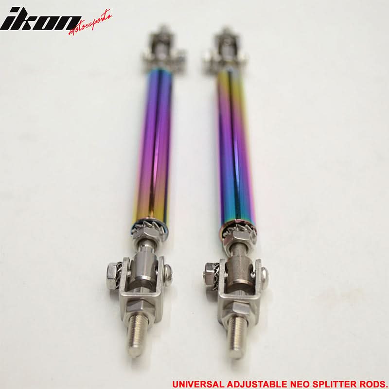 Universal Adjustable 5.5"-8" 2PC Neochrome Bumper Lip Splitter Rods