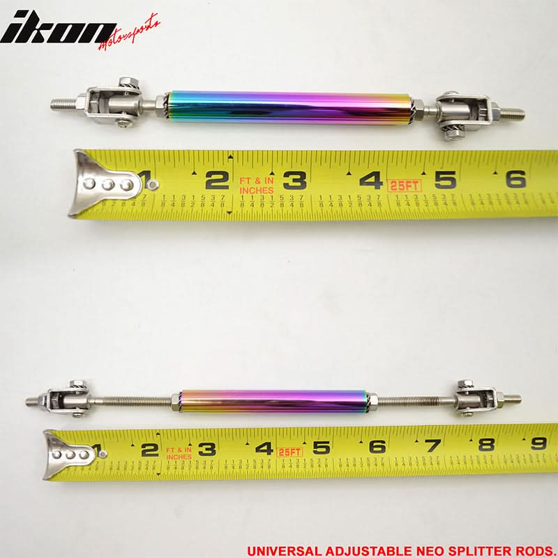 Universal Adjustable 5.5"-8" 2PC Neochrome Bumper Lip Splitter Rods