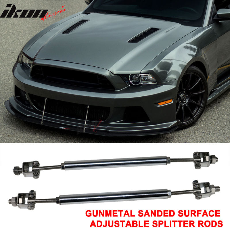 Universal 8-10.6" Gunmetal Front Bumper Lip Spoiler Strut Rod Support