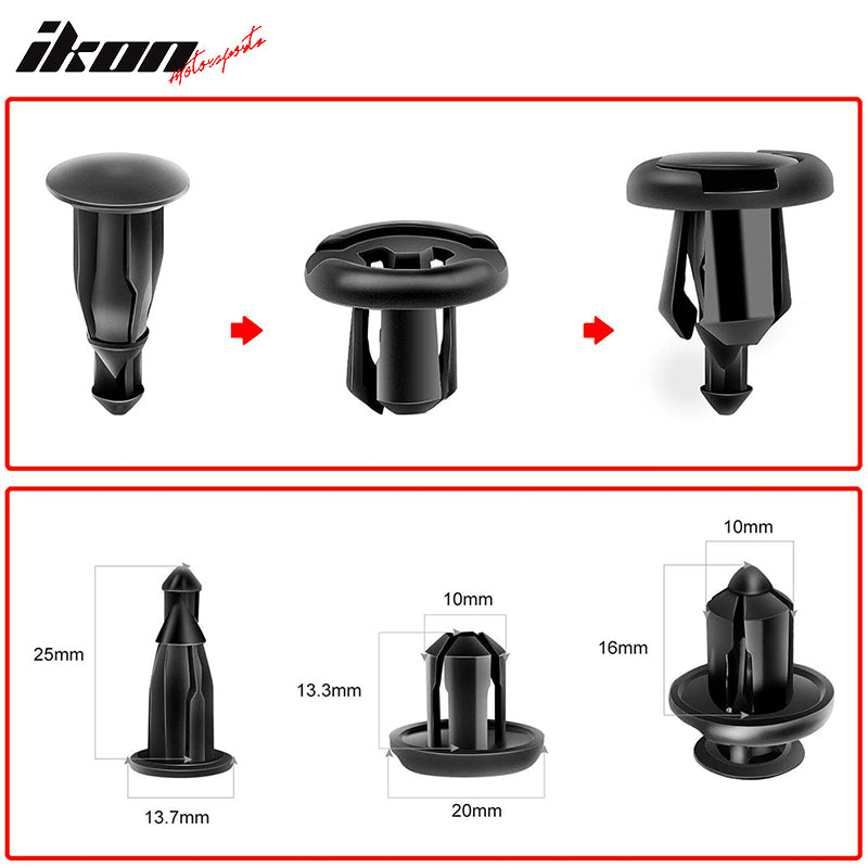 Universal 10PCS 10mm Rivet Fastener Bumper Retainer Screw Fender Nylon