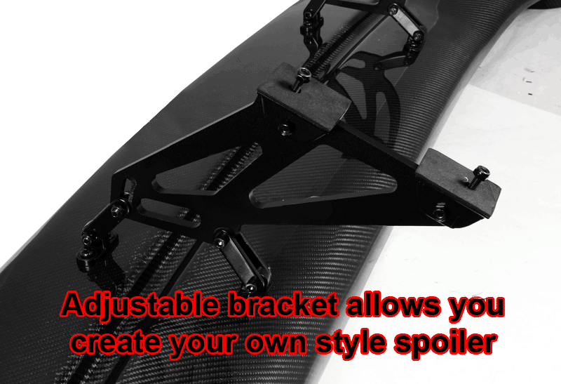 Universal 57" JDM Racing GT RS Carbon Fiber Trunk Spoiler W/ Brackets
