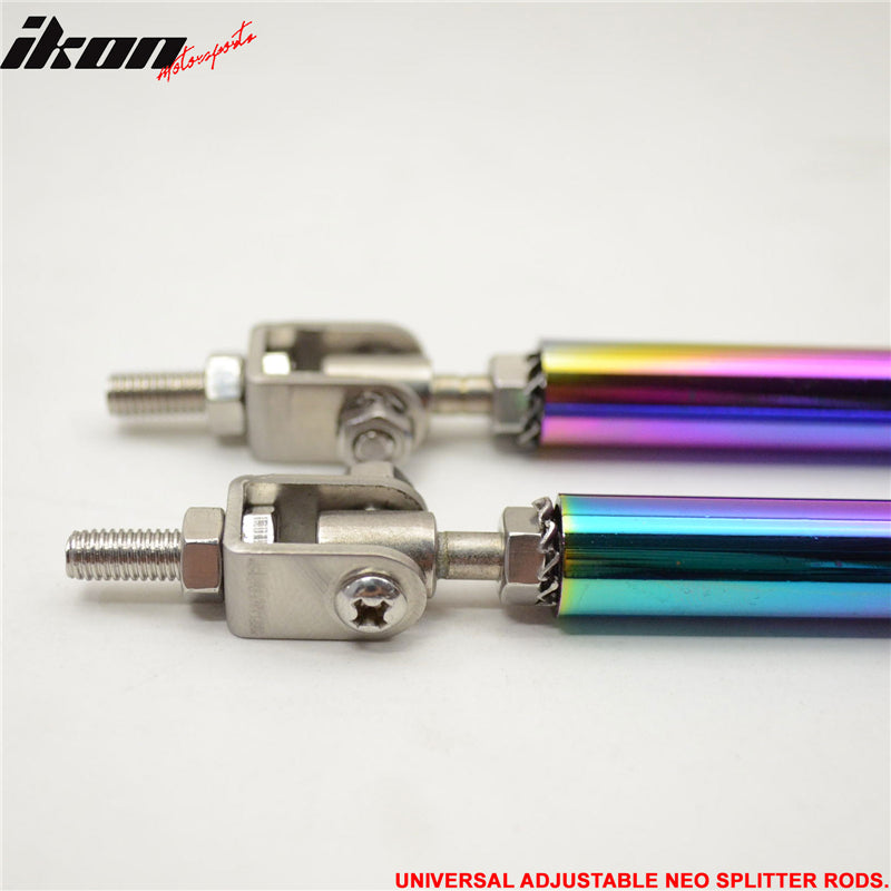 Universal Adjustable 5.5"-8" 2PC Neochrome Bumper Lip Splitter Rods