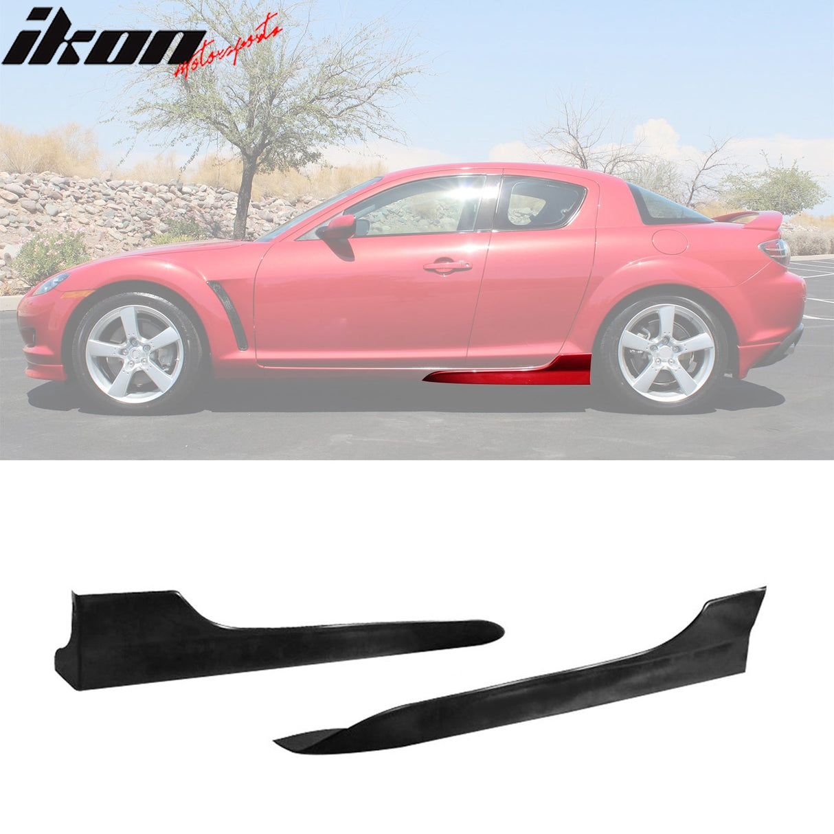2004-2010 Mazda RX8 OE Style Unpainted Black Side Skirts Extension PU