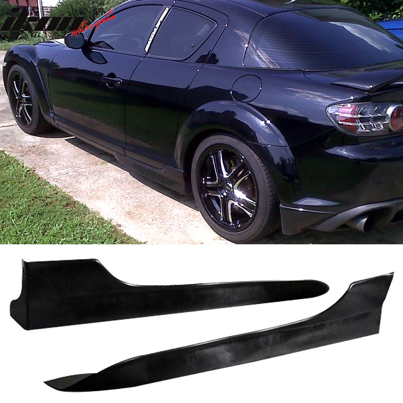 2004-2010 Mazda RX8 OE Style Unpainted Black Side Skirts Extension PU