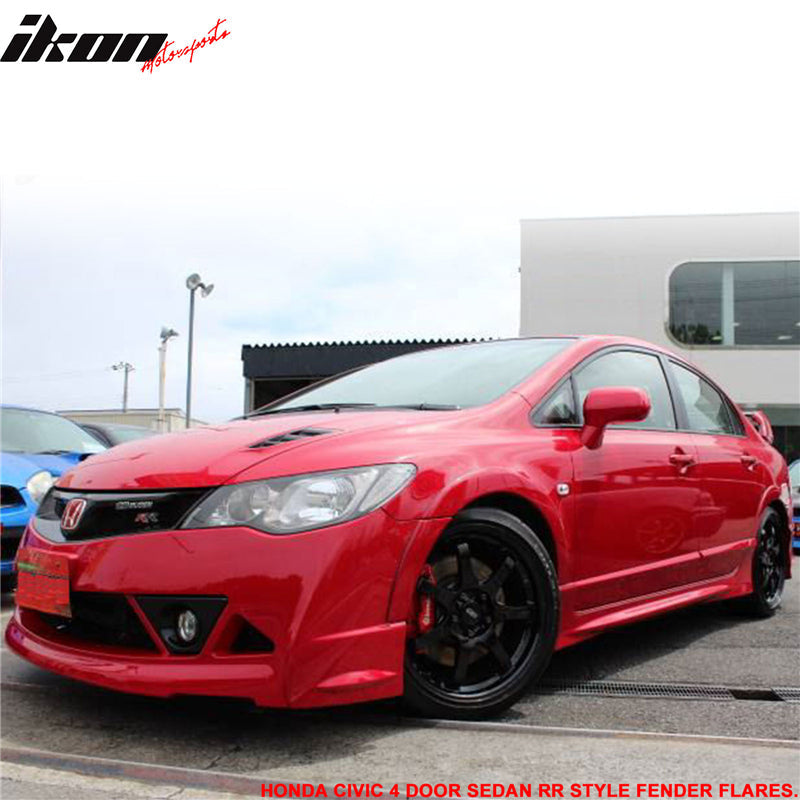 2006-2011 Honda Civic RR Style Unpainted Front Rear Fender Flares ABS