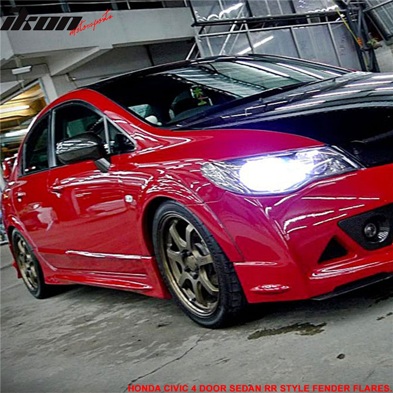 2006-2011 Honda Civic RR Style Unpainted Front Rear Fender Flares ABS