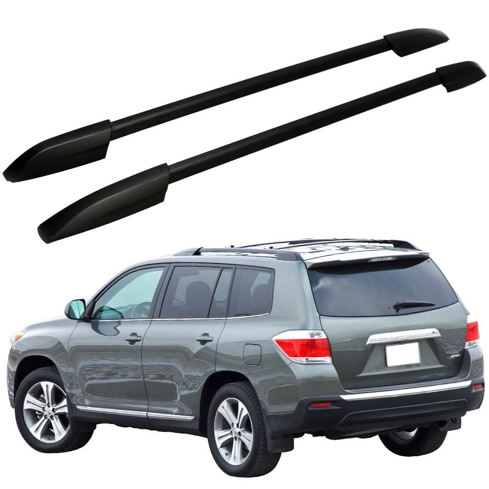 2008-2013 Toyota Highlander Black Roof Rack Rail Side Top 2PC