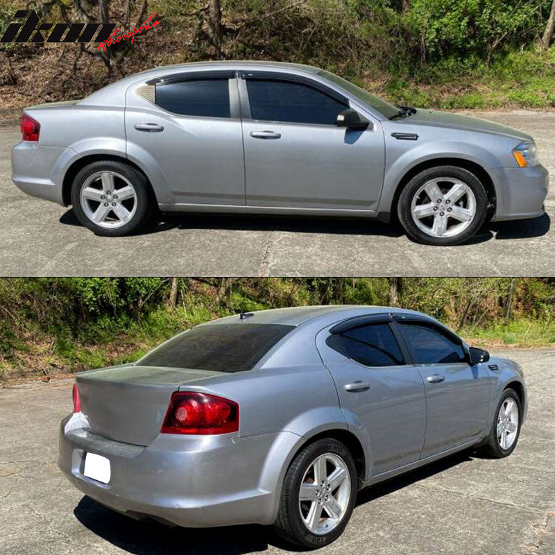 2008-2014 Dodge Avenger Slim Style Smoke Tinted Visor Window Acrylic