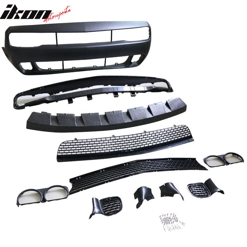 2008-2014 Dodge Challenger Front Bumper + SRT Lip + Fender Flares PP