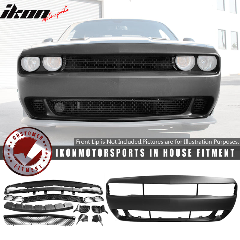 2008-2014 Dodge Challenger Front Bumper Cover w/ Car Grille Unpainted