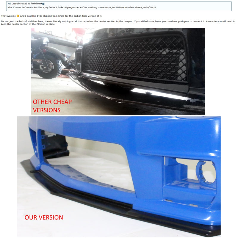 2008-2015 Cadillac CTS V Sedan H Style Front Bumper Lip Valance Guard