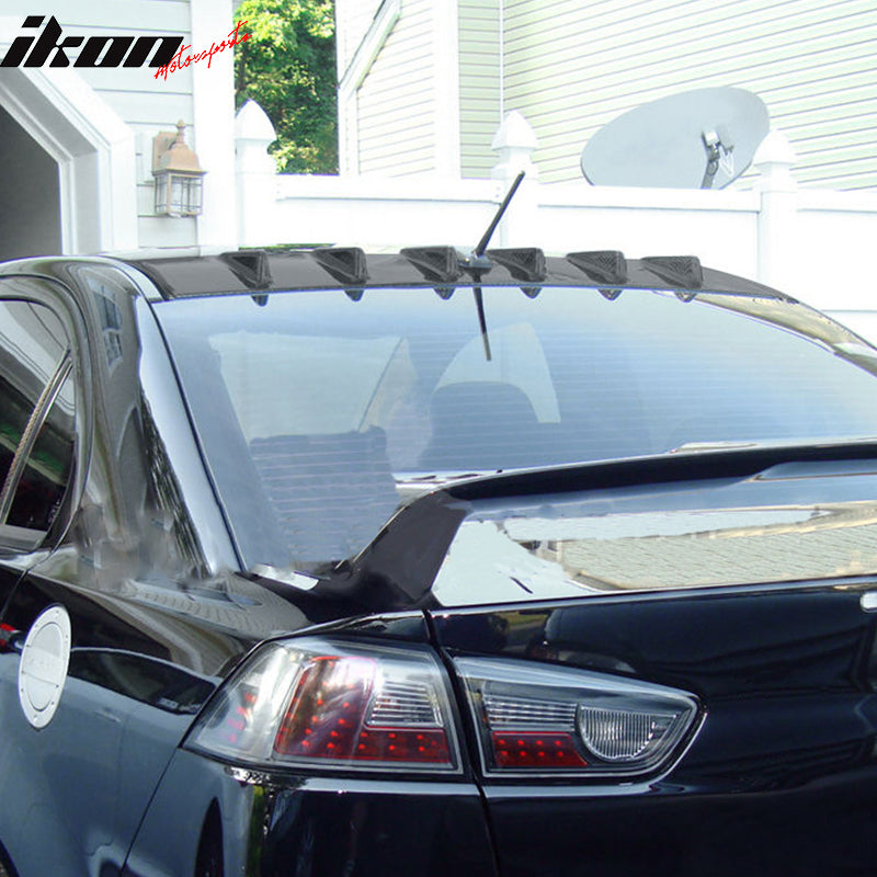 2008-2016 Mitsubishi Lancer X EVO Rear Roof Spoiler W/Shark Fins ABS