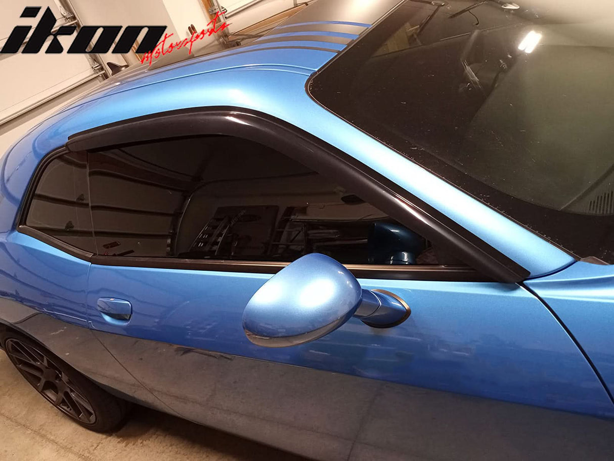2008-2024 Dodge Challenger Slim Style Tape On Acrylic Window Visor 2PC