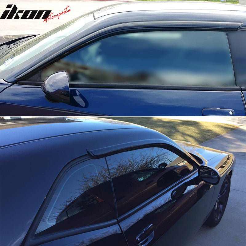 2008-2024 Dodge Challenger Slim Style Tape On Acrylic Window Visor 2PC