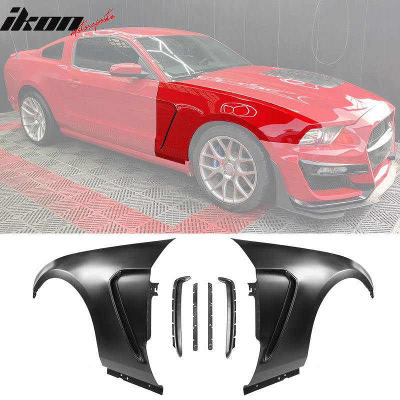 2010-2014 Ford Mustang GT350 Style Unpainted Black Side Fender Steel