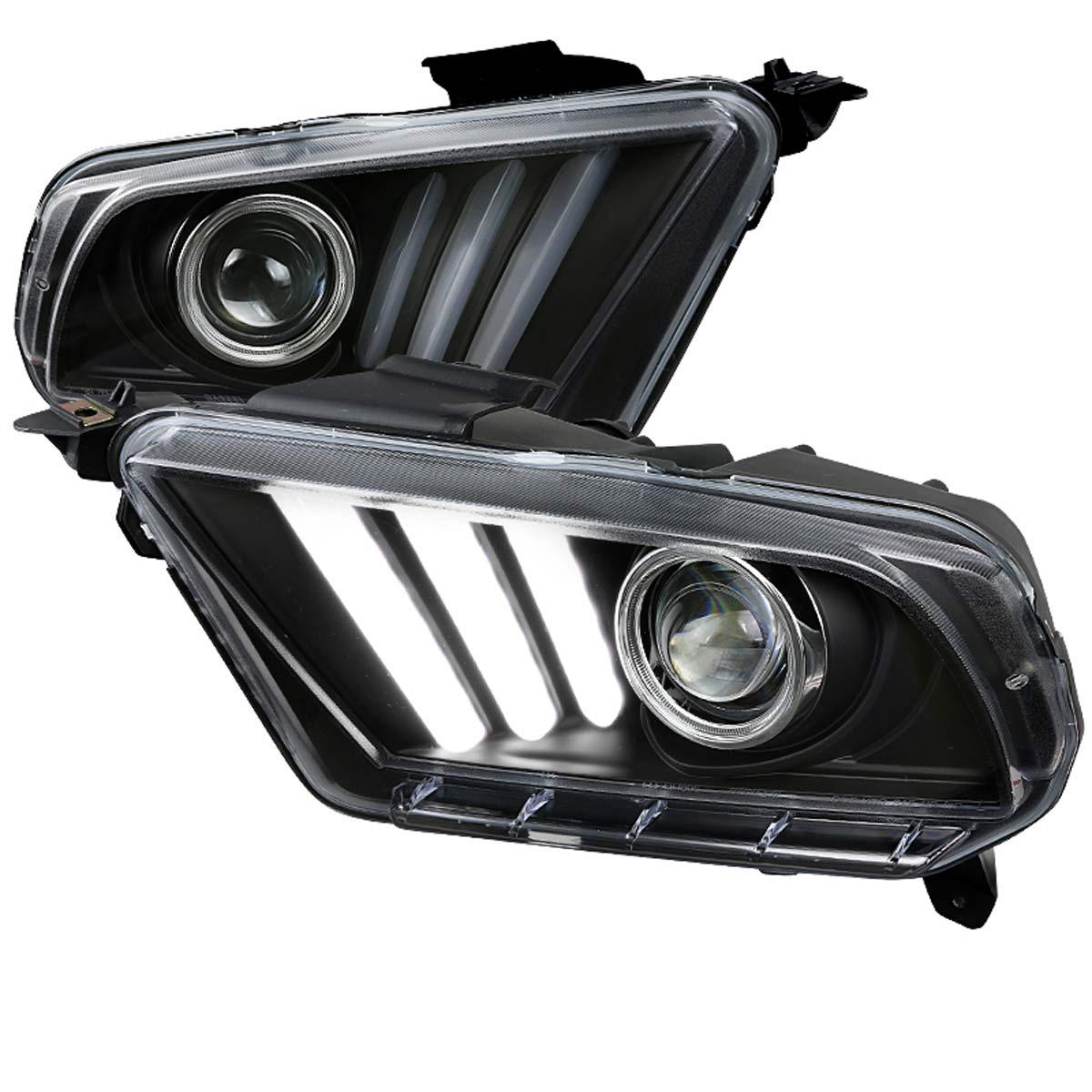 Spec-D Projector Headlights Ford Mustang S197 (10-14) LED Sequential Signal - Black / Chrome / Smoke