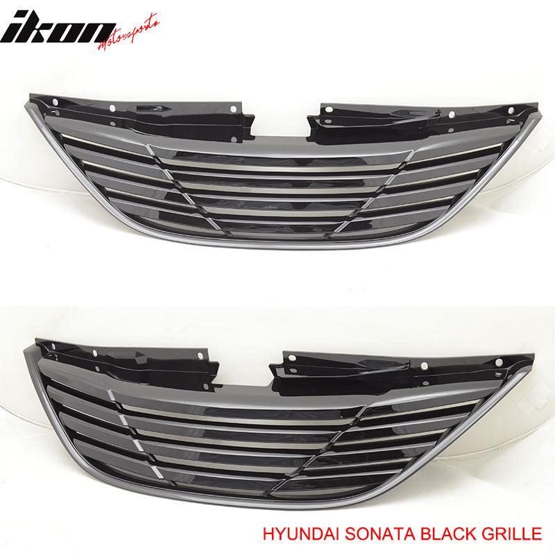 2011-2014 Hyundai Sonata Horizontal Style Front Upper Hood Grille ABS