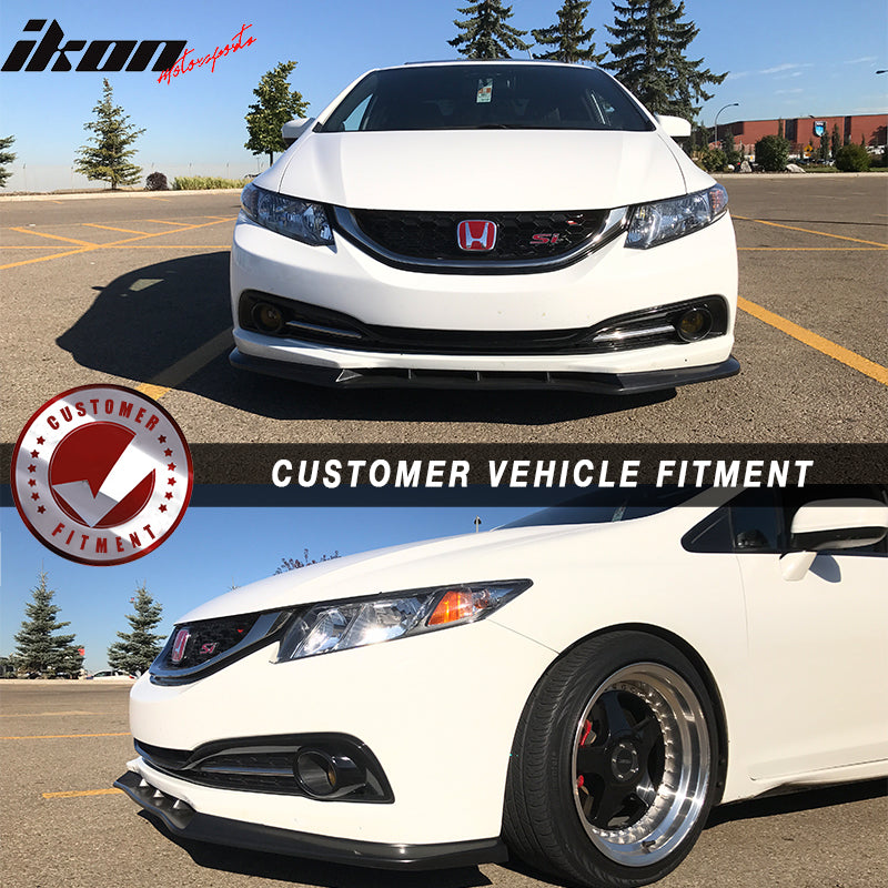 2013-2015 Honda Civic EK Sedan 4Dr IKON V3 Style Front Bumper Lip PU