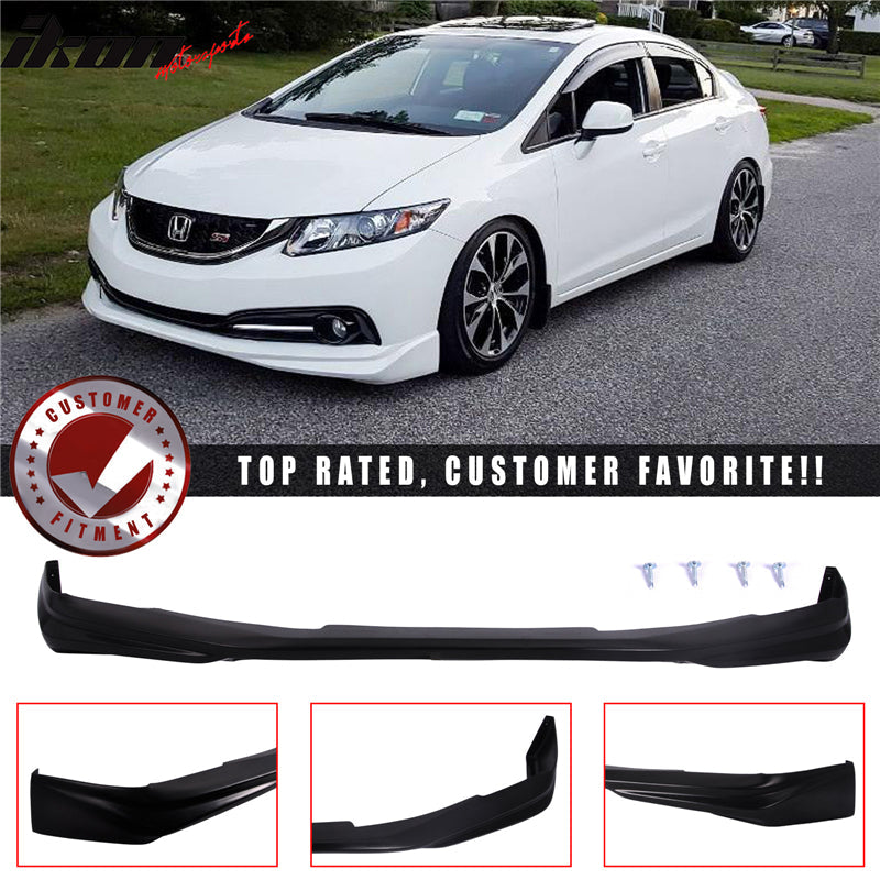 Fits 13-15 Honda Civic 4 Dr IKON Front Bumper Lip Painted