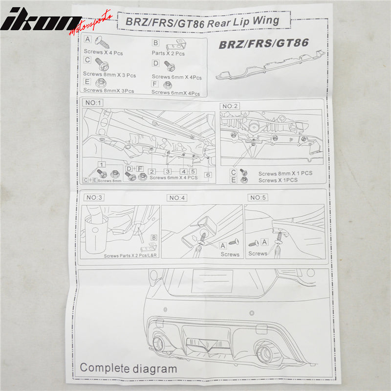 2013-2020 Scion FRS/Subaru BRZ/Toyota 86 Textured Rear Bumper Diffuser