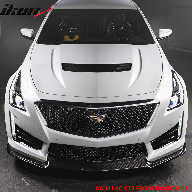 2014-2019 Cadillac CTS B Style Black Front Bumper Hood Grille ABS