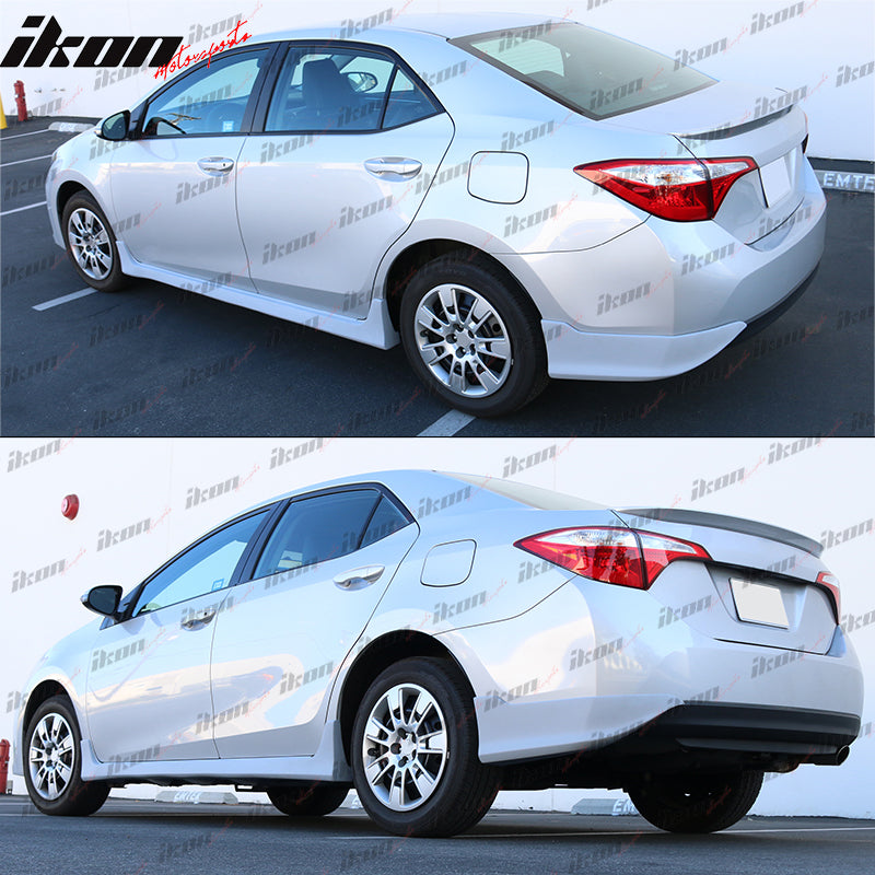 2014-2019 Toyota Corolla Rear Bumper Lip Aprons Unpainted Black PU