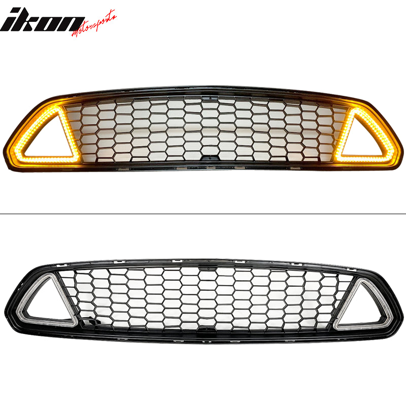 2015-2017 Ford Mustang Unpainted Front Hood Upper Grille w/ LED Lights