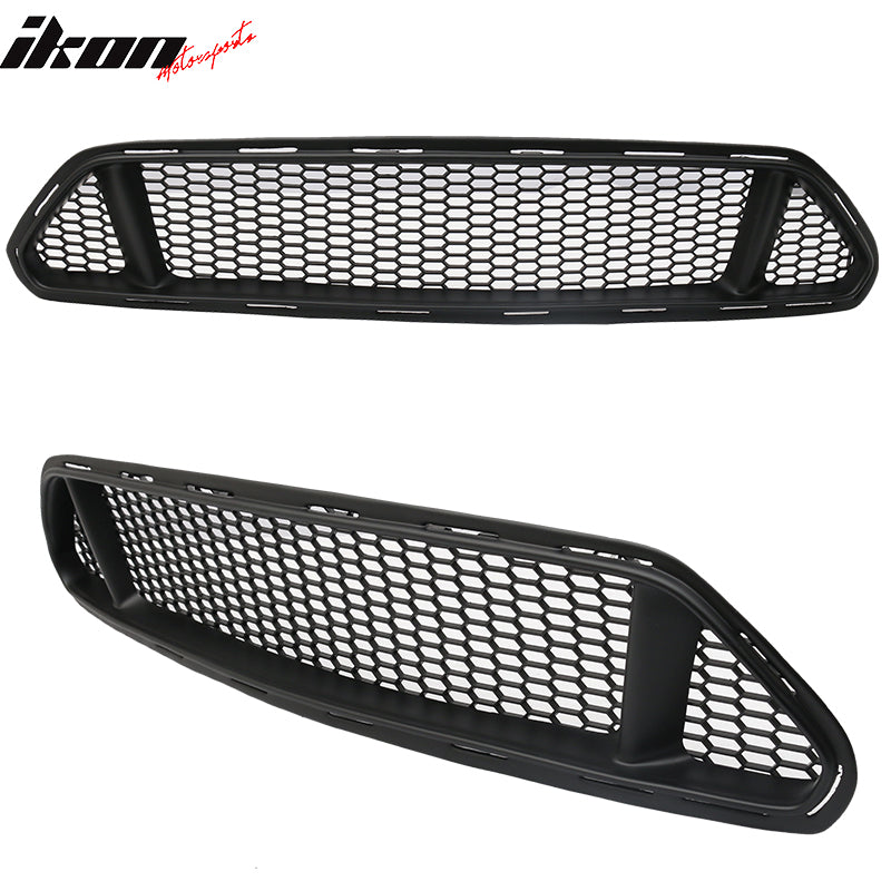 2015-2017 Ford Mustang IKON Style Black Front Upper & Lower Car Grille