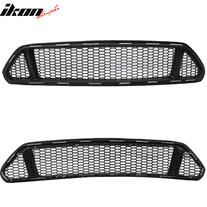 2015-2017 Ford Mustang IKON Style Black Front Upper & Lower Car Grille