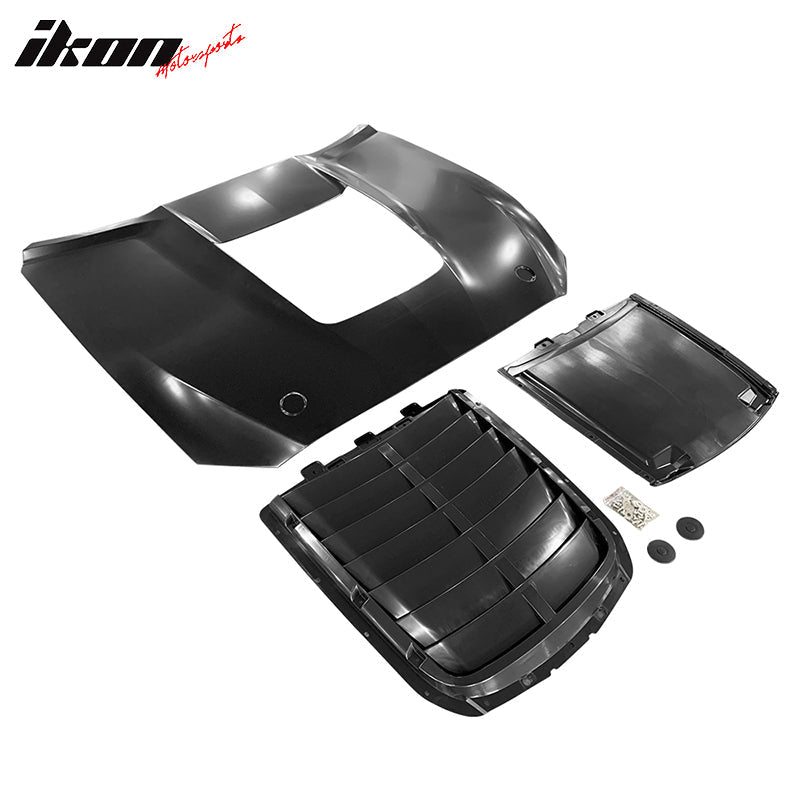 2015-2017 Ford Mustang Hood GT500 Style Black Car Hood Cover Aluminum