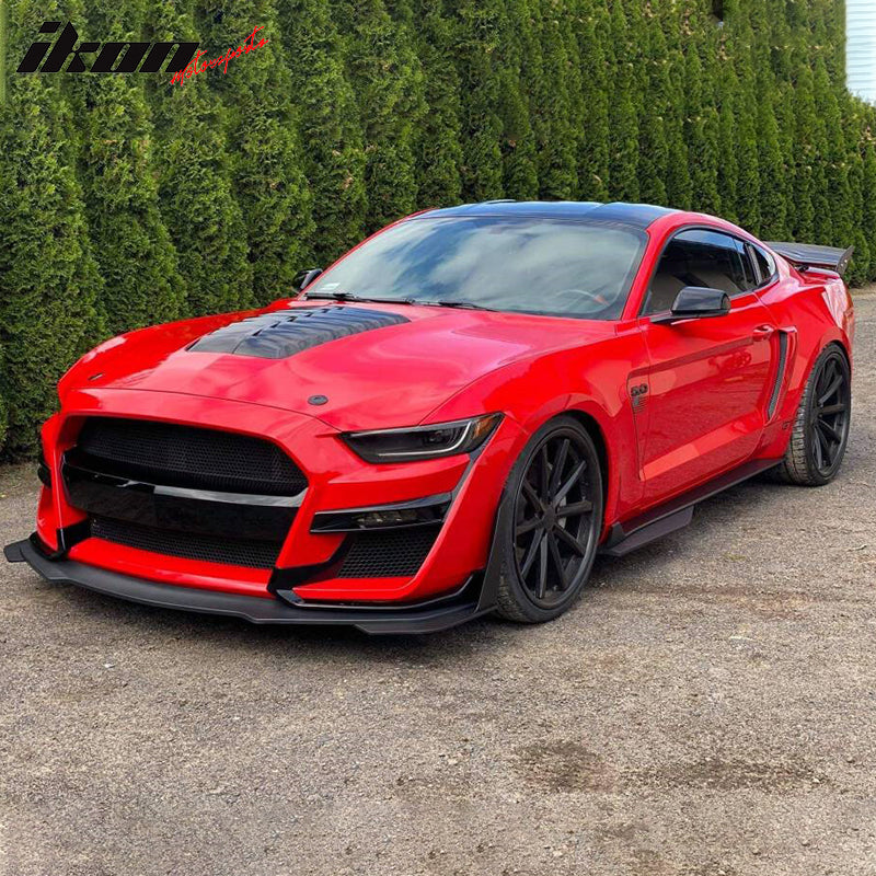 2015-2017 Ford Mustang Hood GT500 Style Black Car Hood Cover Aluminum