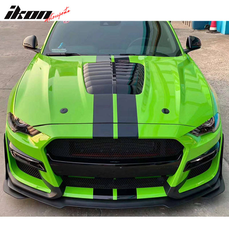 2015-2017 Ford Mustang Hood GT500 Style Black Car Hood Cover Aluminum