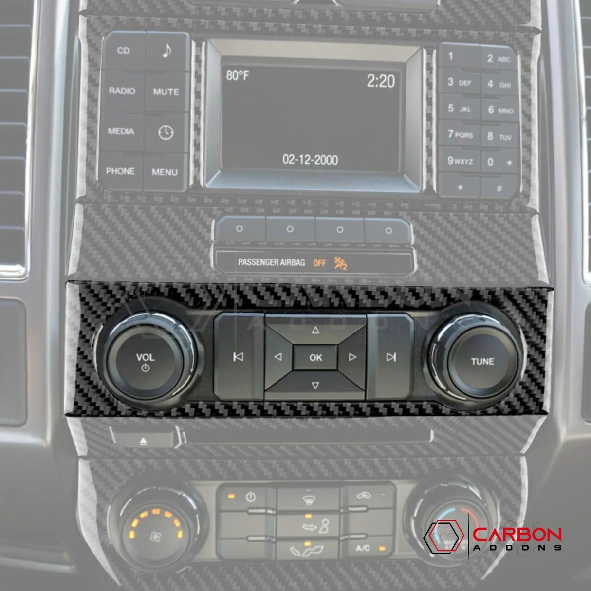 Real Carbon Fiber Radio Control Trim overlay For Ford F150 2015-2020