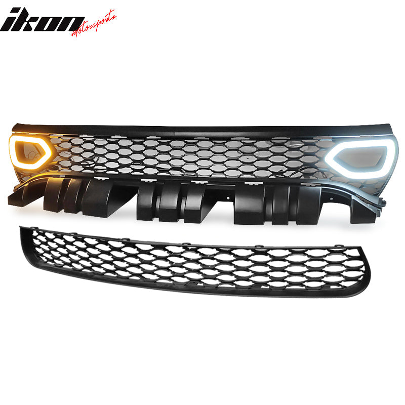 2015-2023 Dodge Charger SRT Style Black Upper Lower Grille LED Lights