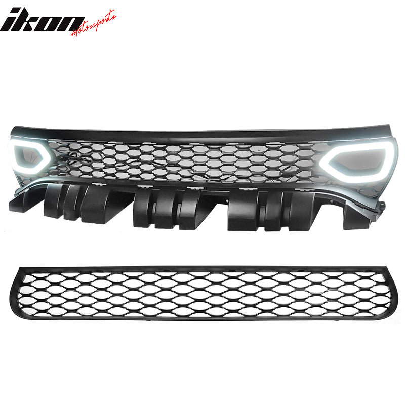 2015-2023 Dodge Charger SRT Style Black Upper Lower Grille LED Lights