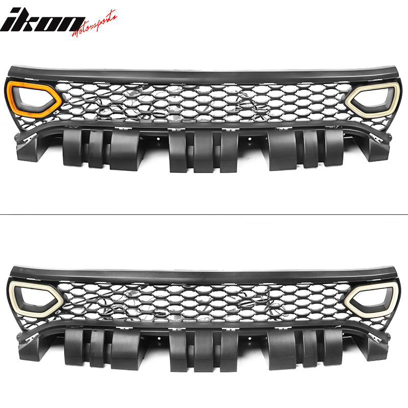 2015-2023 Dodge Charger SRT Style Black Upper Lower Grille LED Lights