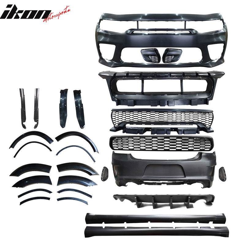 2015-2023 Dodge Charger IKON Matte Black Rear Bumper Cover Diffuer PP