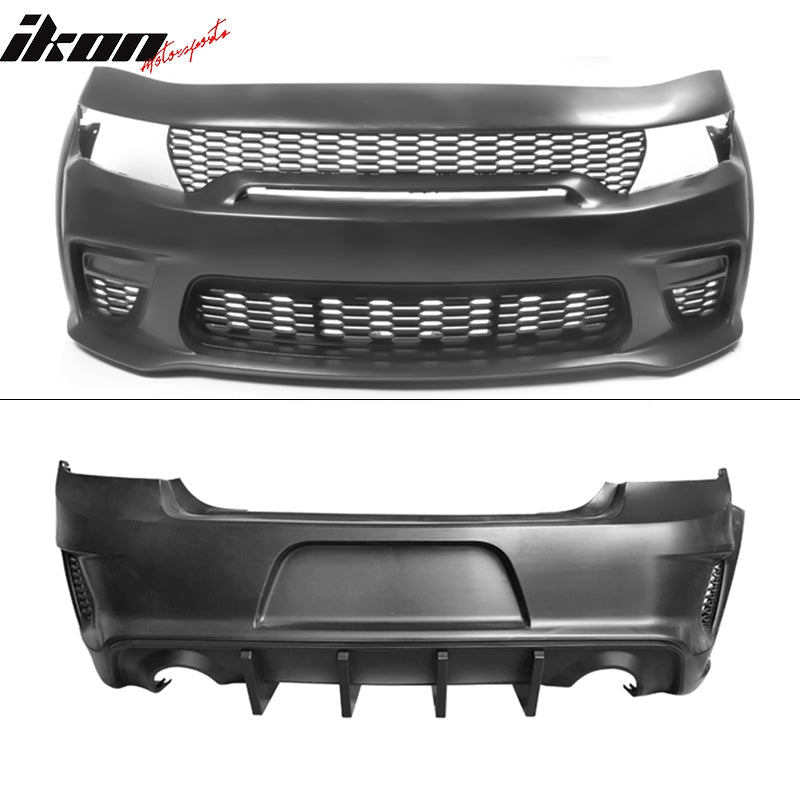 2015-2023 Dodge Charger IKON Matte Black Rear Bumper Cover Diffuer PP