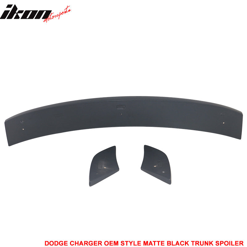2015-23 Charger OE Style Painted Matte Black Rear Spoiler Wing ABS 3PC