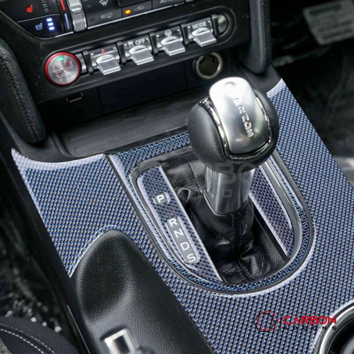 2015-2023 Mustang Reflective Carbon Fiber Center Console Overlay