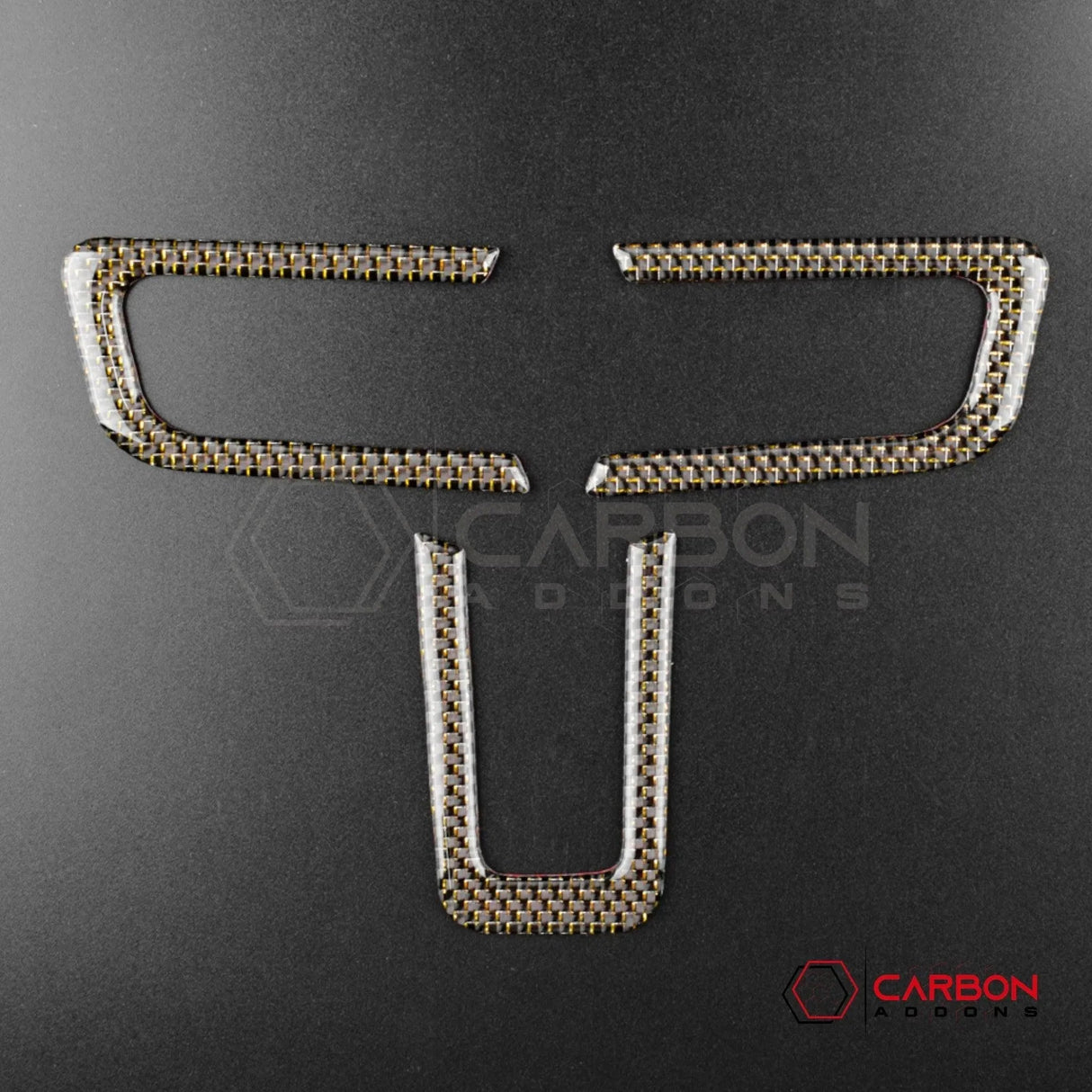 2015-2023 Mustang Reflective Carbon Fiber Steering Wheel Chrome Trim Overlay