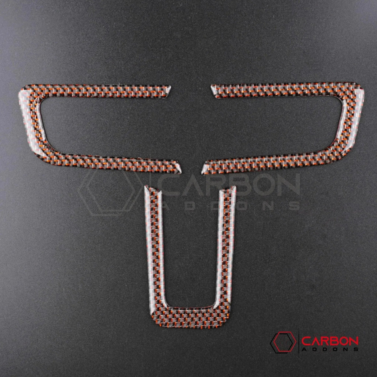 2015-2023 Mustang Reflective Carbon Fiber Steering Wheel Chrome Trim Overlay