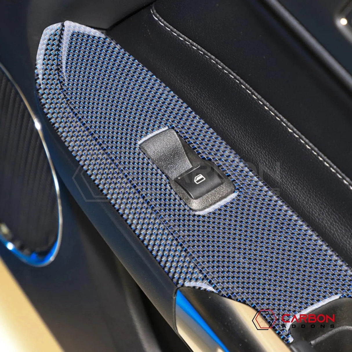 2015-2023 Mustang Reflective Carbon Fiber Window Switch Trim Overlay