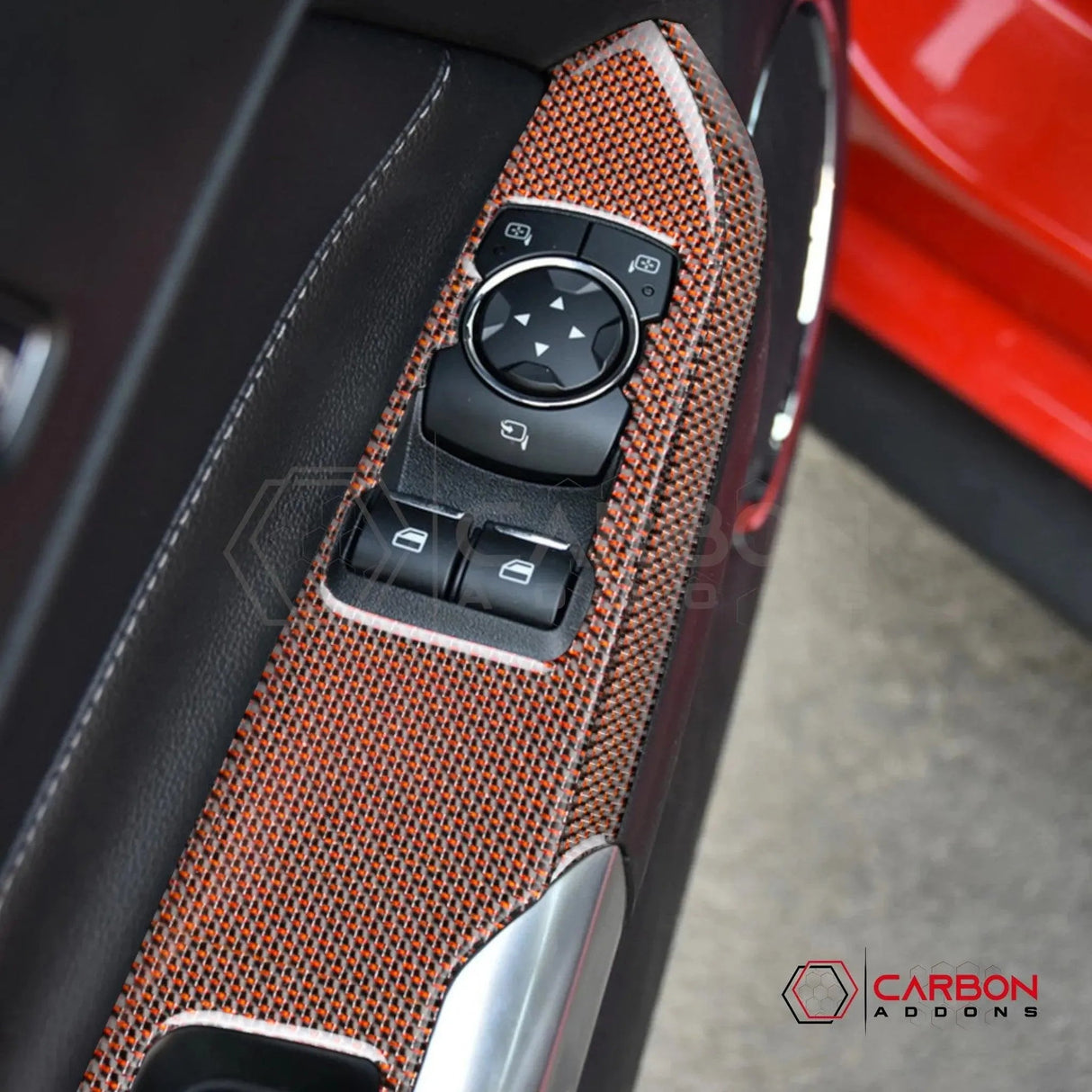 2015-2023 Mustang Reflective Carbon Fiber Window Switch Trim Overlay