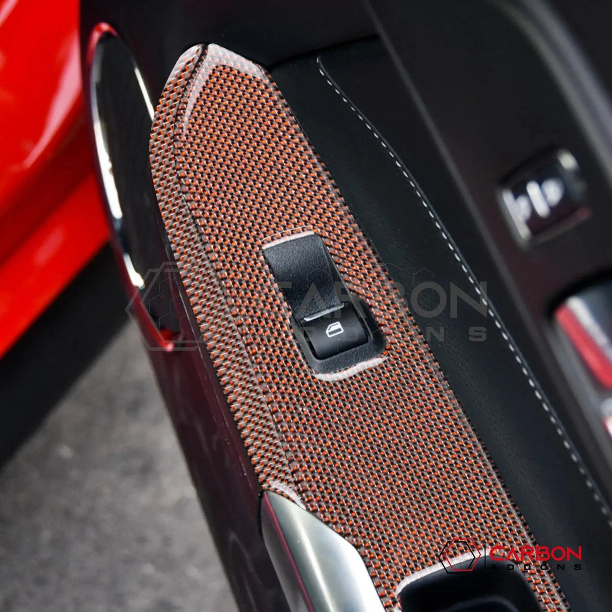 2015-2023 Mustang Reflective Carbon Fiber Window Switch Trim Overlay