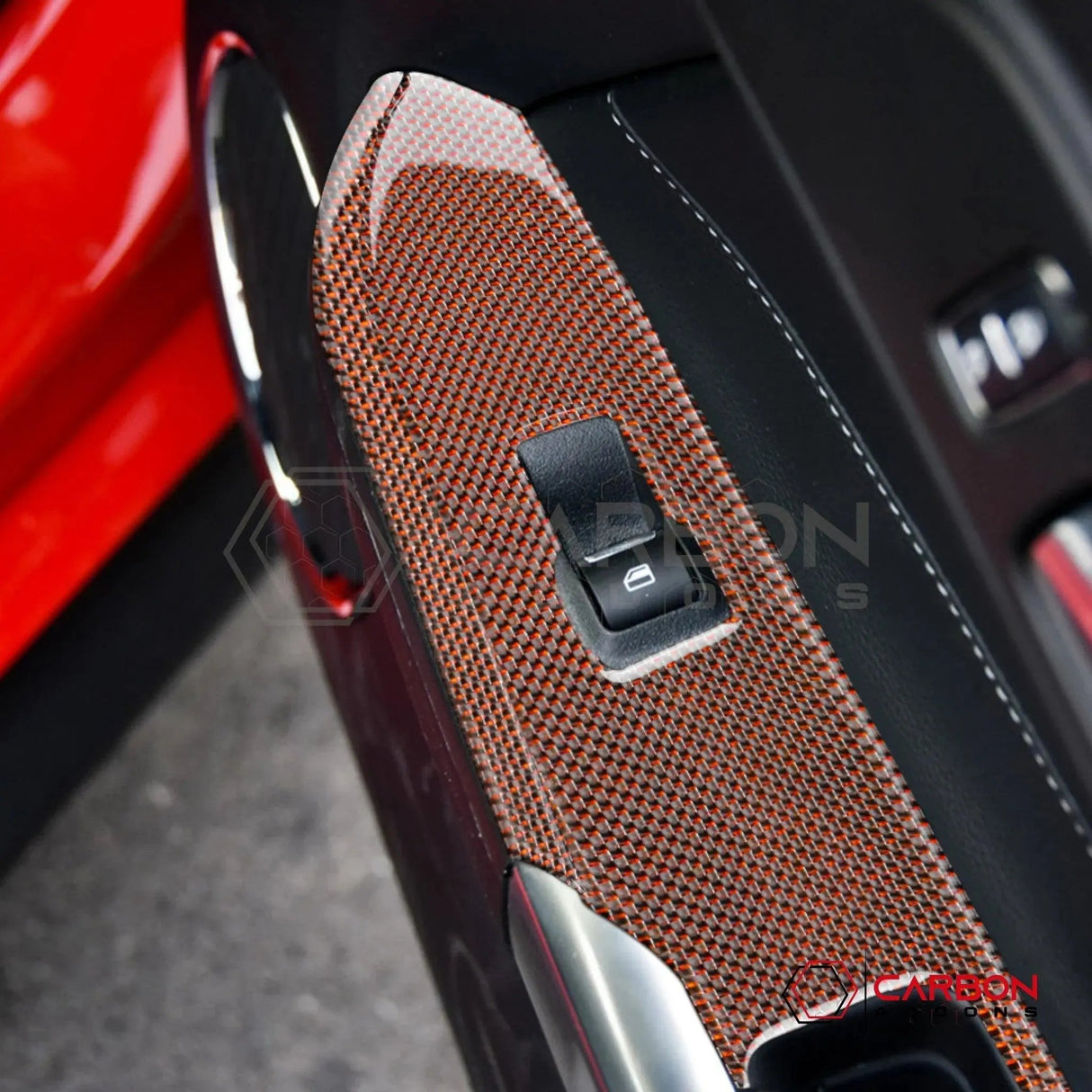 2015-2023 Mustang Reflective Carbon Fiber Window Switch Trim Overlay